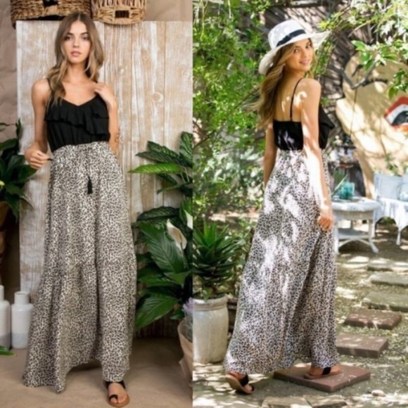 Boho Plus leopard Print Cami maxi Dress - Picture 3 of 5